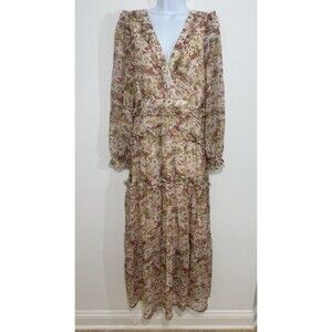 ASTR The Label Fleur Maxi Dress Peach Chiffon Tiered Ruffle Revolve Women Medium